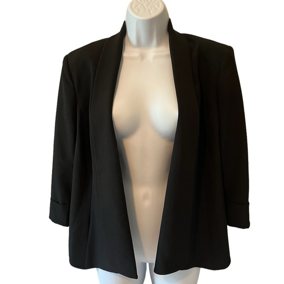 Jones Studio Separates Black Lined Jacket, Shld Pads, Open Front Lapel, Size 12. - Picture 4 of 11